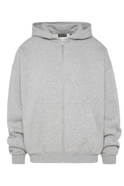 BRU-NO Hoodie Jacket Oversized Unisex grey melange | XL