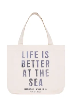 Canvas Tasche mit Label Prints ivory
