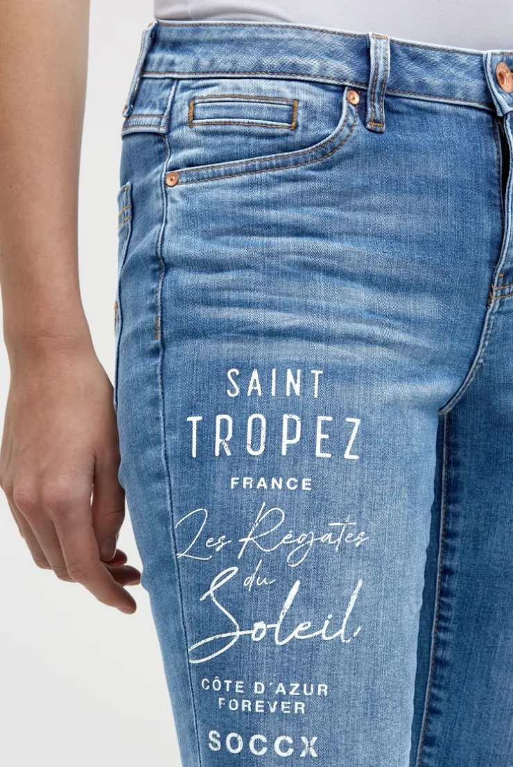 Capri Jeans RO:MY Regular Fit mid blue printed