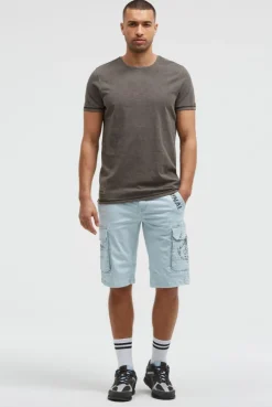 Cargo Shorts mit Prints im Used Look silver blue
