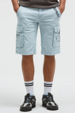 Cargo Shorts mit Prints im Used Look silver blue