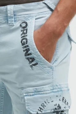 Cargo Shorts mit Prints im Used Look silver blue