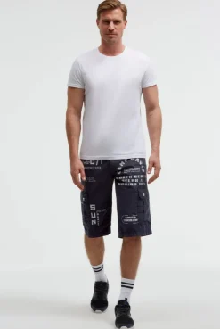 Cargo Shorts mit vielen Label Prints blue navy