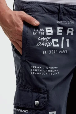 Cargo Shorts mit vielen Label Prints blue navy