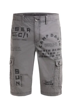 Cargo Shorts mit vielen Label Prints grey blue