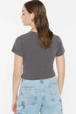 CLE-O Cropped Rib Cardigan asphalt