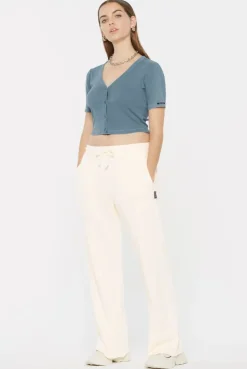 CLE-O Cropped Rib Cardigan fog blue