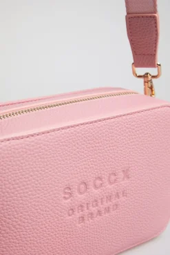 Crossbody Bag mit Logo und Intarsia-Webriemen french rose