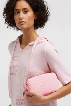 Crossbody Bag mit Logo und Intarsia-Webriemen french rose