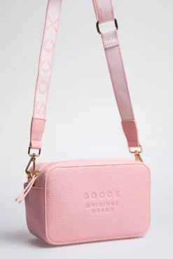 Crossbody Bag mit Logo und Intarsia-Webriemen french rose