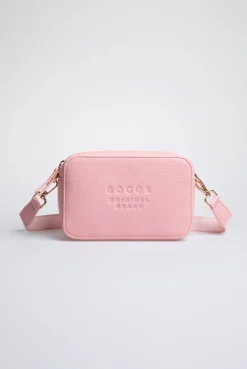 Crossbody Bag mit Logo und Intarsia-Webriemen french rose
