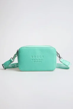 Crossbody Bag mit Logo und Intarsia-Webriemen misty mint