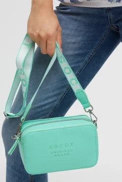 Crossbody Bag mit Logo und Intarsia-Webriemen misty mint