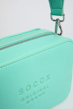 Crossbody Bag mit Logo und Intarsia-Webriemen misty mint