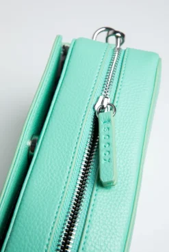 Crossbody Bag mit Logo und Intarsia-Webriemen misty mint