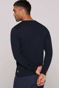 Feinstrickpullover mit Rundhalsausschnitt blue navy