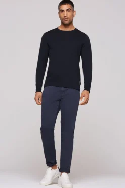 Feinstrickpullover mit Rundhalsausschnitt blue navy