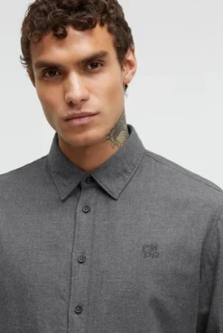 Flanell-Langarmhemd mit Logostick iron grey
