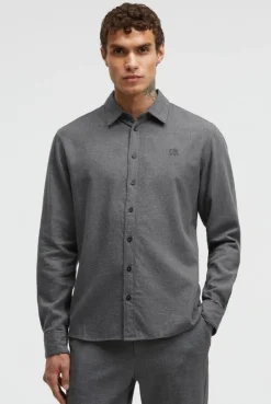 Flanell-Langarmhemd mit Logostick iron grey