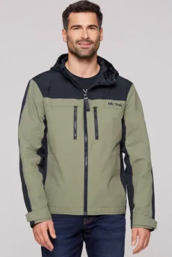 Funktionsjacke mit Kapuze und Colour-Blocking sage green