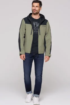 Funktionsjacke mit Kapuze und Colour-Blocking sage green