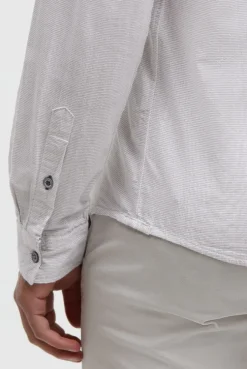 Gestreiftes Langarmhemd mit Flammgarnstruktur french grey
