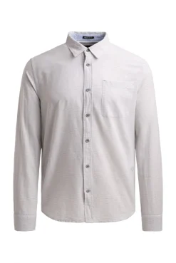 Gestreiftes Langarmhemd mit Flammgarnstruktur french grey