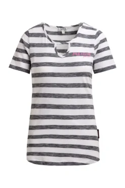 Gestreiftes T-Shirt mit Cut-Out und Print blue navy