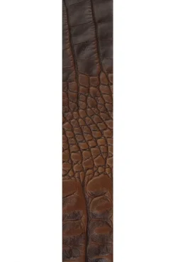 Gürtel aus geprägtem Leder mit Metall-Logo dark brown