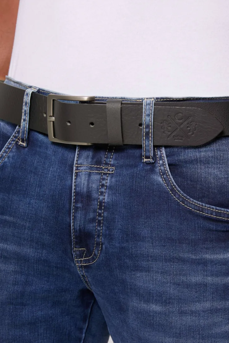 Gürtel aus Leder mit Logo-Prägung black
