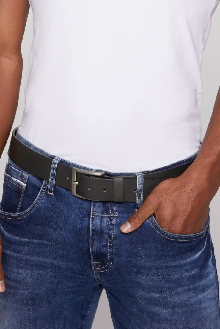 Gürtel aus Leder mit Logo-Prägung black