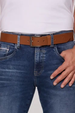 Gürtel aus Leder mit Logo-Prägung cognac