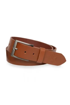 Gürtel aus Leder mit Logo-Prägung cognac
