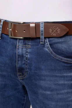 Gürtel aus Leder mit Logo-Prägung brown