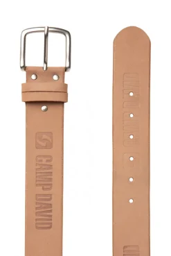 Gürtel aus Leder mit Logo-Prägungen beige