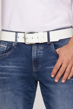 Gürtel aus Leder mit Logo-Prägungen white