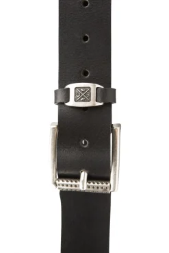 Gürtel aus Leder mit Metall-Logo black