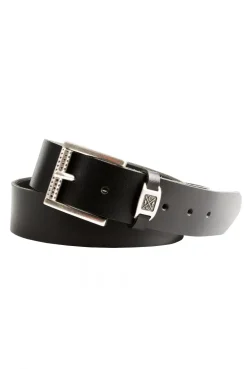 Gürtel aus Leder mit Metall-Logo black