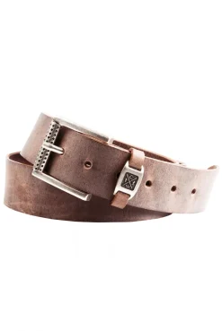 Gürtel aus Leder mit Metall-Logo brown