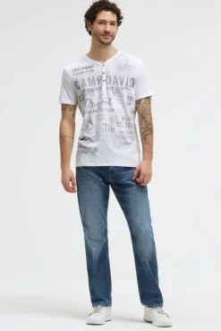 Henley-Shirt mit Frontprint opticwhite