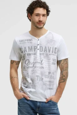 Henley-Shirt mit Frontprint opticwhite