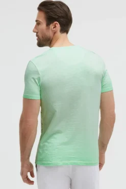 Henley-Shirt Oil Dyed mit Frontprint neon green