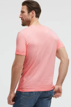 Henley-Shirt Oil Dyed mit Frontprint neon flame
