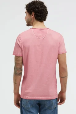 Henley-Shirt Oil Dyed mit Label Prints beachy red