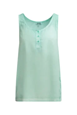 Henley-Top Oil Dyed mit Rückenprint french mint