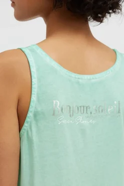 Henley-Top Oil Dyed mit Rückenprint french mint
