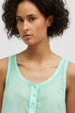 Henley-Top Oil Dyed mit Rückenprint french mint