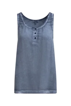 Henley-Top Oil Dyed mit Rückenprint soft azure
