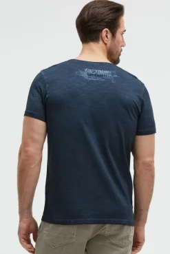 Henley-T-Shirt mit Print und Stickereien faded navy