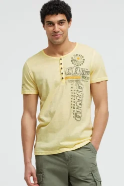 Henley-T-Shirt mit Print und Stickereien lemon juice